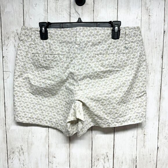 Eddie Bauer Shorts Women Size 12 Chino Mid-Rise 4.5" Inseam Brown Blue Print - Picture 3 of 3